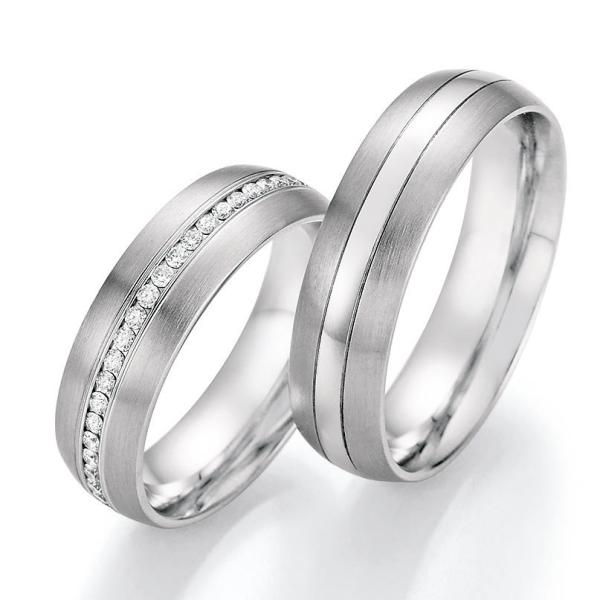 Nowotny-Collection Ruesch Trauringe Weissgold 02/51070-060 + 02/51080-060